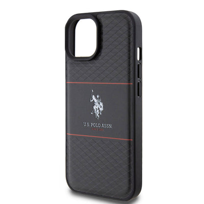 iPhone 15 Plus Kılıf U.S. Polo Assn. Orjinal Lisanslı Deri Şeritli Logo Dizayn Kılıf