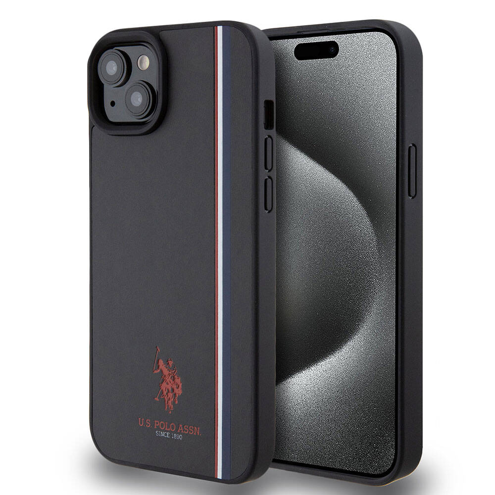 Apple iPhone 15 Plus Kılıf U.S. Polo Assn. Orjinal Lisanslı Üç Renk Şerit Tasarımlı Baskı Logolu Kapak Beyaz