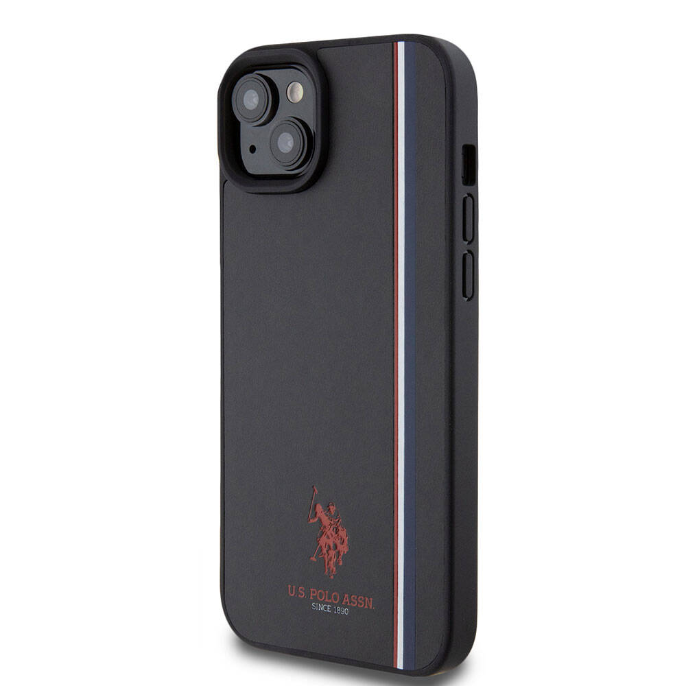 Apple iPhone 15 Plus Kılıf U.S. Polo Assn. Orjinal Lisanslı Üç Renk Şerit Tasarımlı Baskı Logolu Kapak Beyaz