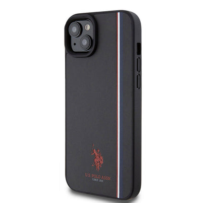 Apple iPhone 15 Plus Kılıf U.S. Polo Assn. Orjinal Lisanslı Üç Renk Şerit Tasarımlı Baskı Logolu Kapak Beyaz