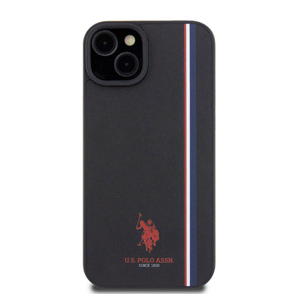 iPhone 15 Plus Kılıf U.S. Polo Assn. Orjinal Lisanslı Üç Renk Şerit Tasarımlı Baskı Logolu Kılıf
