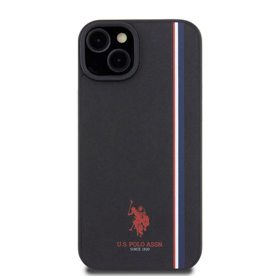Apple iPhone 15 Plus Kılıf U.S. Polo Assn. Orjinal Lisanslı Üç Renk Şerit Tasarımlı Baskı Logolu Kapak Beyaz