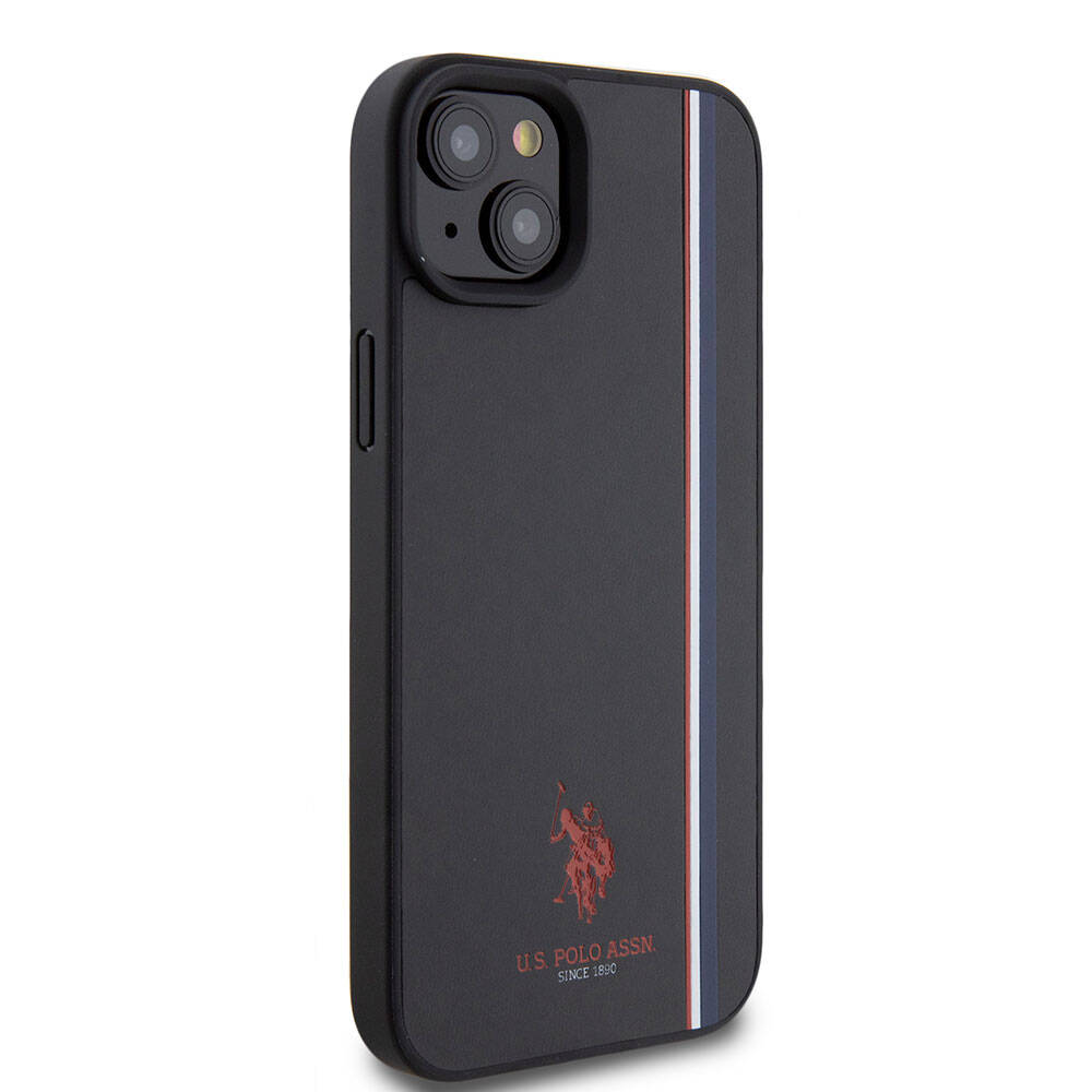 Apple iPhone 15 Plus Kılıf U.S. Polo Assn. Orjinal Lisanslı Üç Renk Şerit Tasarımlı Baskı Logolu Kapak Beyaz