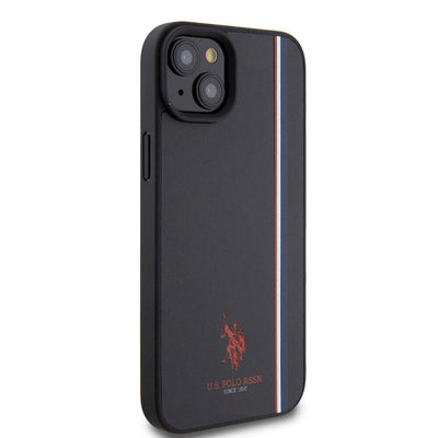 Apple iPhone 15 Plus Kılıf U.S. Polo Assn. Orjinal Lisanslı Üç Renk Şerit Tasarımlı Baskı Logolu Kapak Beyaz