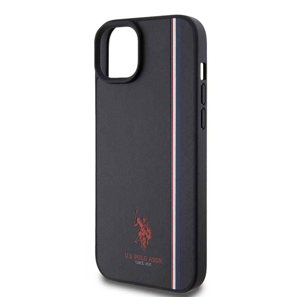 Apple iPhone 15 Plus Kılıf U.S. Polo Assn. Orjinal Lisanslı Üç Renk Şerit Tasarımlı Baskı Logolu Kapak Beyaz