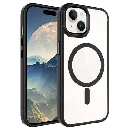 iPhone 15 Plus Kılıf Wireless Şarj Özellikli Zore Krom M-safe Silikon Kılıf