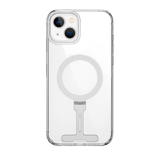 iPhone 15 Plus Kılıf Wiwu FYY-014 M-safe Şarj Özellikli Alüminyum Alaşım Metal Standlı Şeffaf Kılıf