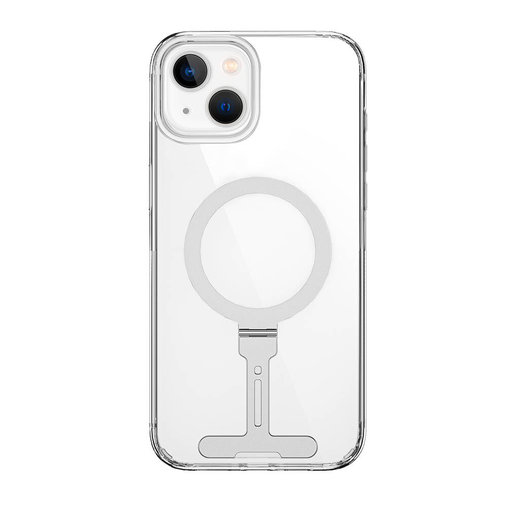 iPhone 15 Plus Kılıf Wiwu FYY-014 M-safe Şarj Özellikli Alüminyum Alaşım Metal Standlı Şeffaf Kılıf
