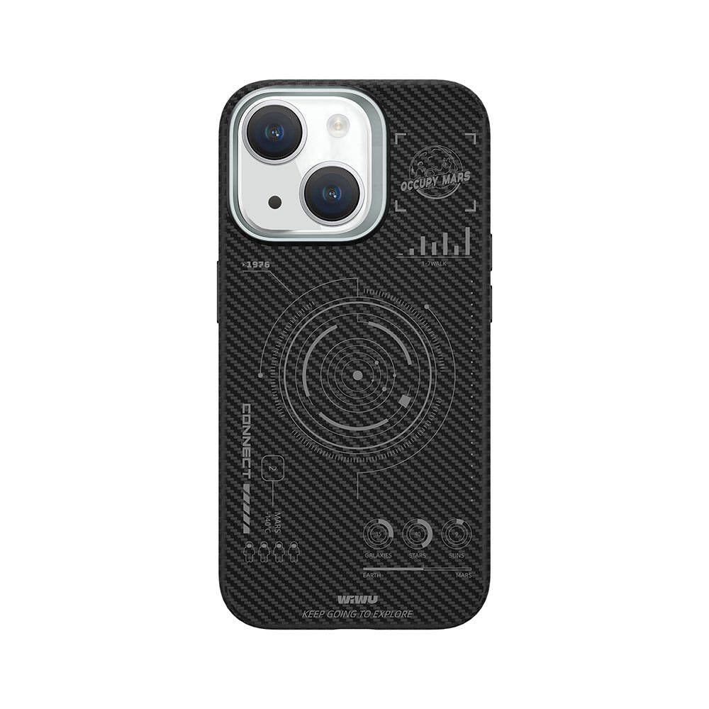 Apple iPhone 15 Plus Kılıf Wiwu HHX-016 Karbon Fiber 600D Mars Kevlar Kapak Siyah