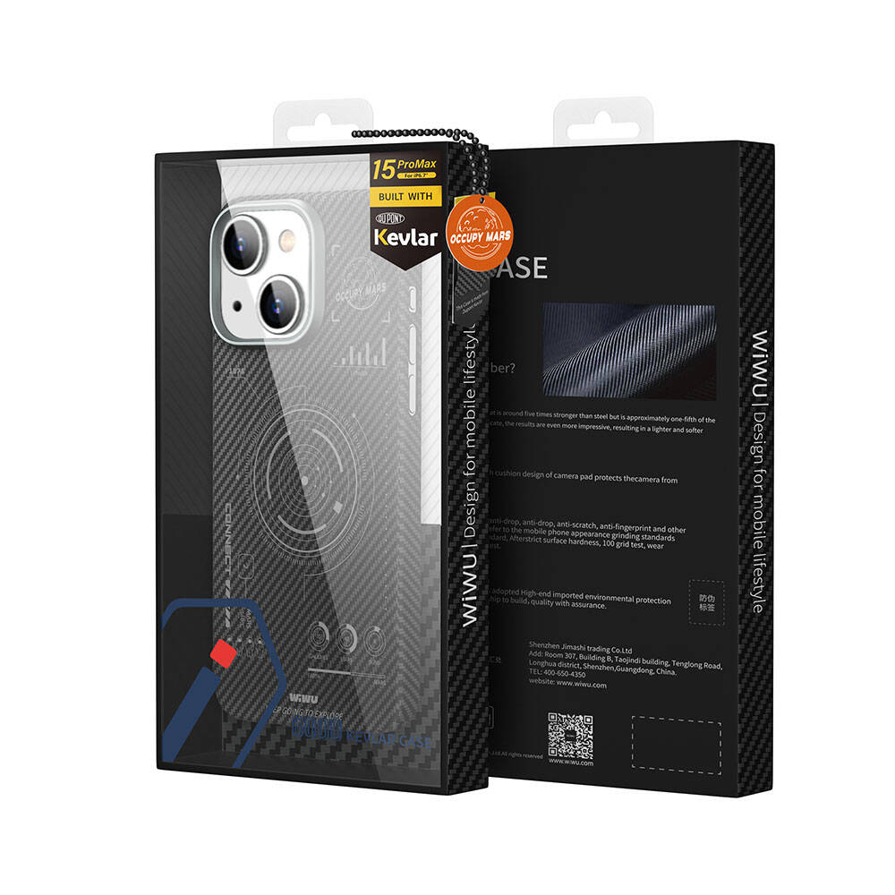 Apple iPhone 15 Plus Kılıf Wiwu HHX-016 Karbon Fiber 600D Mars Kevlar Kapak Siyah