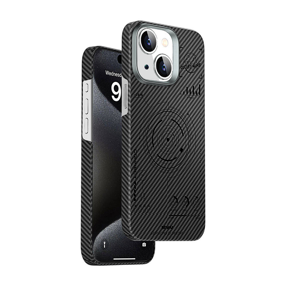 Apple iPhone 15 Plus Kılıf Wiwu HHX-016 Karbon Fiber 600D Mars Kevlar Kapak Siyah