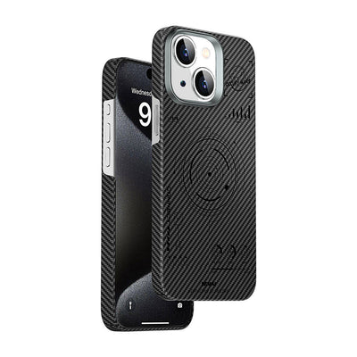 Apple iPhone 15 Plus Kılıf Wiwu HHX-016 Karbon Fiber 600D Mars Kevlar Kapak Siyah