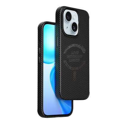 iPhone 15 Plus Kılıf Wiwu LCC-107 Karbon Fiber M-safe Şarj Özellikli Kamera Korumalı Kabon Kılıf