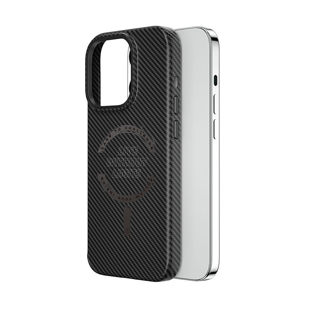 iPhone 15 Plus Kılıf Wiwu LCC-107 Karbon Fiber M-safe Şarj Özellikli Kamera Korumalı Kabon Kılıf