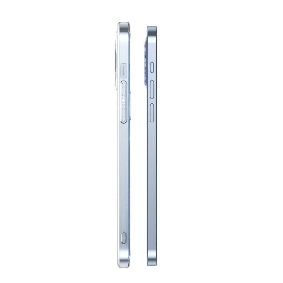 iPhone 15 Plus Kılıf Zore M-safe Şarj Özellikli Şeffaf Tek Kamera Çerçeveli Porto Kılıf