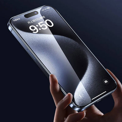 Apple iPhone 15 Plus Wiwu GT-009 Polimer Oleofobik Kaplama Şeffaf Pürüzsüz Temperli Cam Ekran Koruyucu Siyah