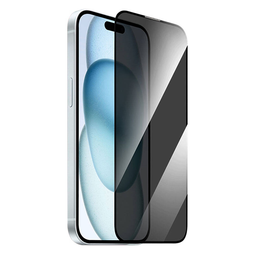 iPhone 15 Plus Wiwu GT-011 Anti-Bakteriyel Özellikli Polimer Oleofobik Kaplama Temperli Privacy Cam Ekran Koruyucu