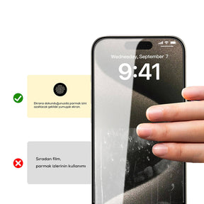 Apple iPhone 15 Plus Zore Rika Premium Privacy Temperli Cam Ekran Koruyucu