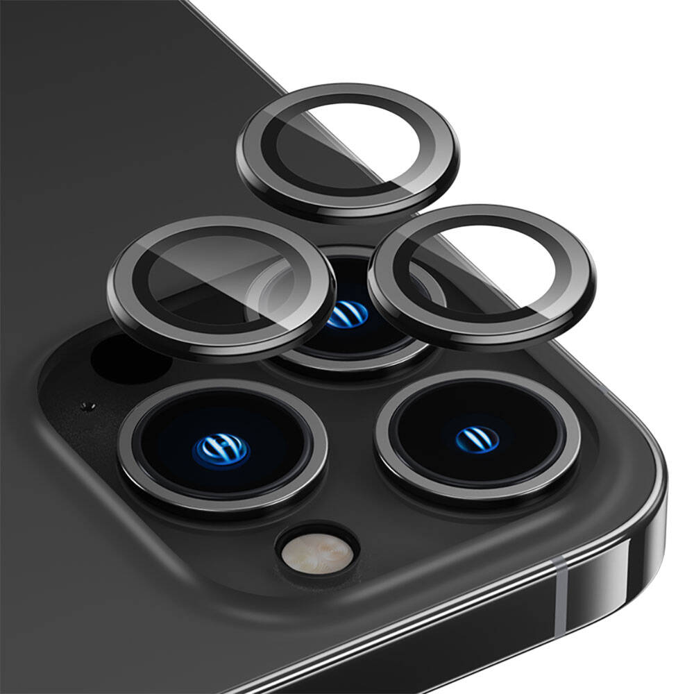Apple iPhone 15 Pro Benks DR Safir Kamera Lens Koruyucu Gri