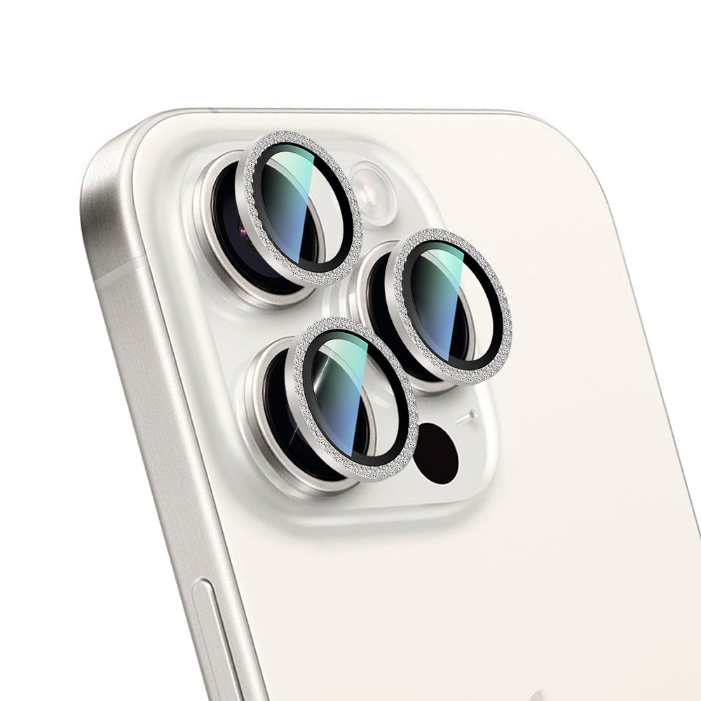 iPhone 15 Pro CaseWorld Alloy Sparkling Diamond Serisi Taşlı Lens Koruyucu