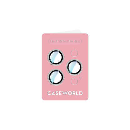 iPhone 15 Pro CaseWorld Alloy Sparkling Diamond Serisi Taşlı Lens Koruyucu