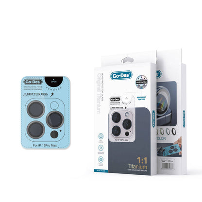 iPhone 15 Pro Go Des Titanium Premium Temperli Kamera Lens Koruyucu