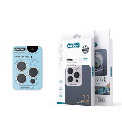 iPhone 15 Pro Go Des Titanium Premium Temperli Kamera Lens Koruyucu