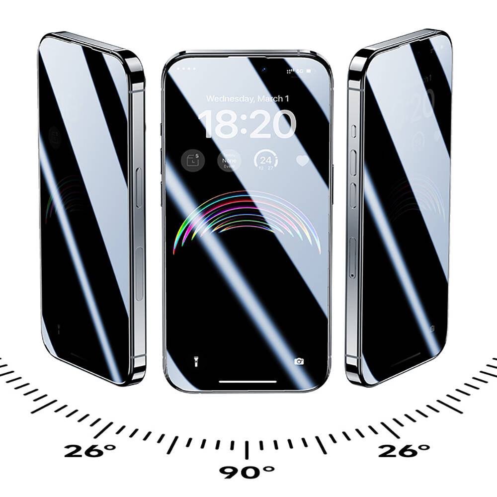 Apple iPhone 15 Pro Hidrofobik Ve Oleofobik Özellikli Benks Privacy Air Shield Ekran Koruyucu 10'lu Paket Şeffaf