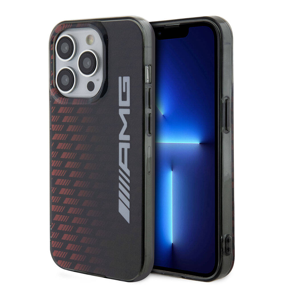iPhone 15 Pro Kılıf AMG Orjinal Lisanslı Çift Katmanlı Büyük Logolu Dörtgen Şerit Desenli Kılıf