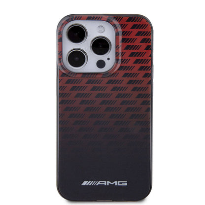 iPhone 15 Pro Kılıf AMG Orjinal Lisanslı Çift Katmanlı Küçük Logolu Dörtgen Şerit Desenli Kılıf