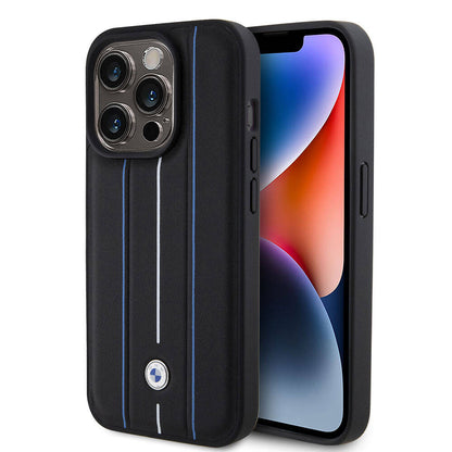 iPhone 15 Pro Kılıf BMW Deri Görünümlü Blue Lines Orjinal Lisanslı Kılıf