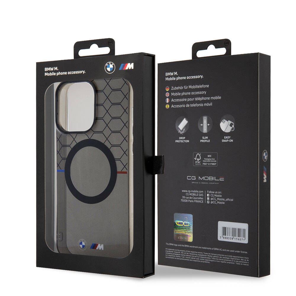 iPhone 15 Pro Kılıf BMW M-safe Şarj Özellikli Transparan M Dizayn Orjinal Lisanslı Kılıf