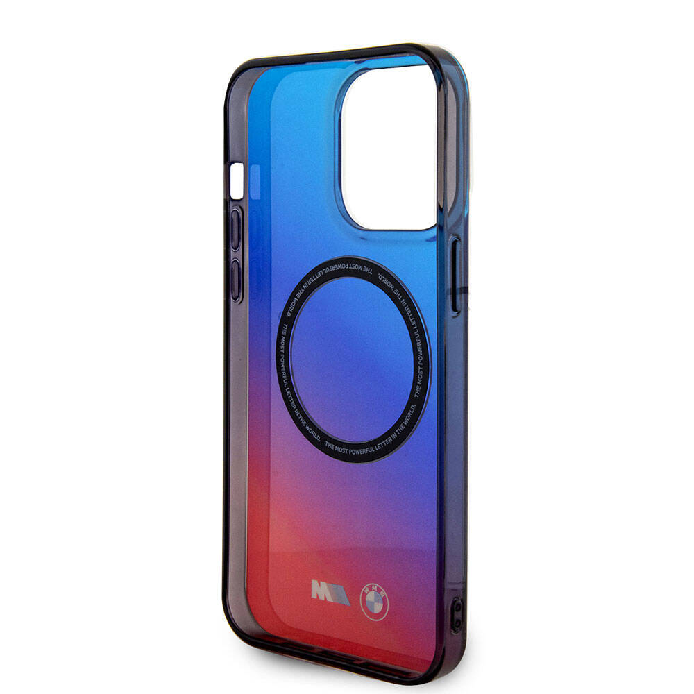 iPhone 15 Pro Kılıf BMW M-safe Şarj Özellikli Transparan Renk Geçişli Dizayn Orjinal Lisanslı Kılıf