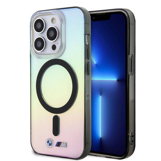 iPhone 15 Pro Kılıf BMW M-safe Şarj Özellikli Transparan Renk Geçişli Iridescent Orjinal Lisanslı Kılıf