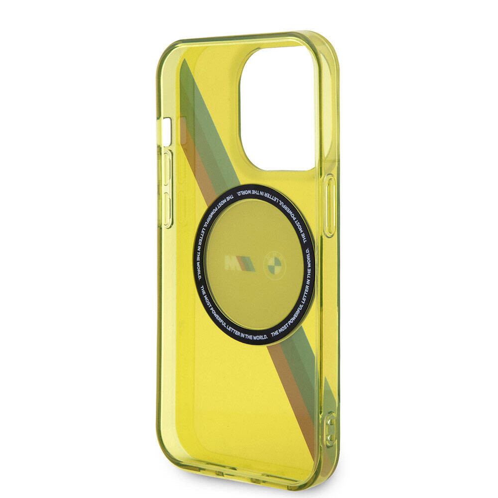 Apple iPhone 15 Pro Kılıf BMW Magsafe Şarj Özellikli Transparan Tricolor Stripes Orjinal Lisanslı Kapak Yeşil