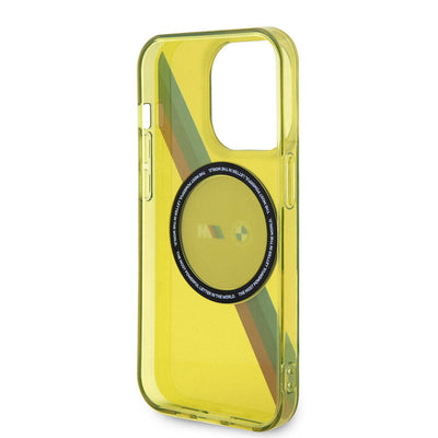 Apple iPhone 15 Pro Kılıf BMW Magsafe Şarj Özellikli Transparan Tricolor Stripes Orjinal Lisanslı Kapak Yeşil