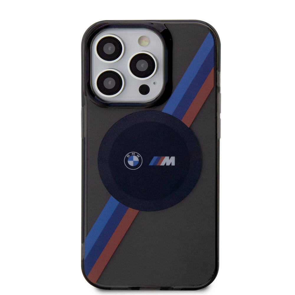 iPhone 15 Pro Kılıf BMW M-safe Şarj Özellikli Transparan Tricolor Stripes Orjinal Lisanslı Kılıf