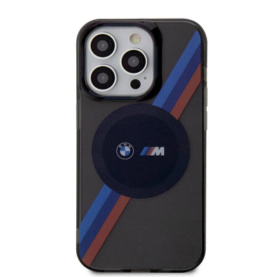 Apple iPhone 15 Pro Kılıf BMW Magsafe Şarj Özellikli Transparan Tricolor Stripes Orjinal Lisanslı Kapak Yeşil