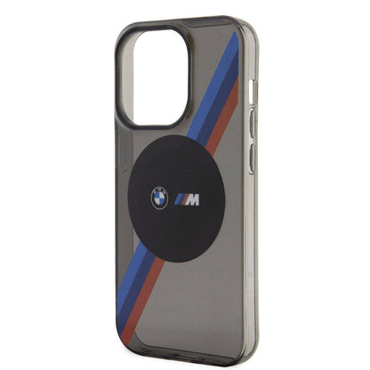 iPhone 15 Pro Kılıf BMW M-safe Şarj Özellikli Transparan Tricolor Stripes Orjinal Lisanslı Kılıf