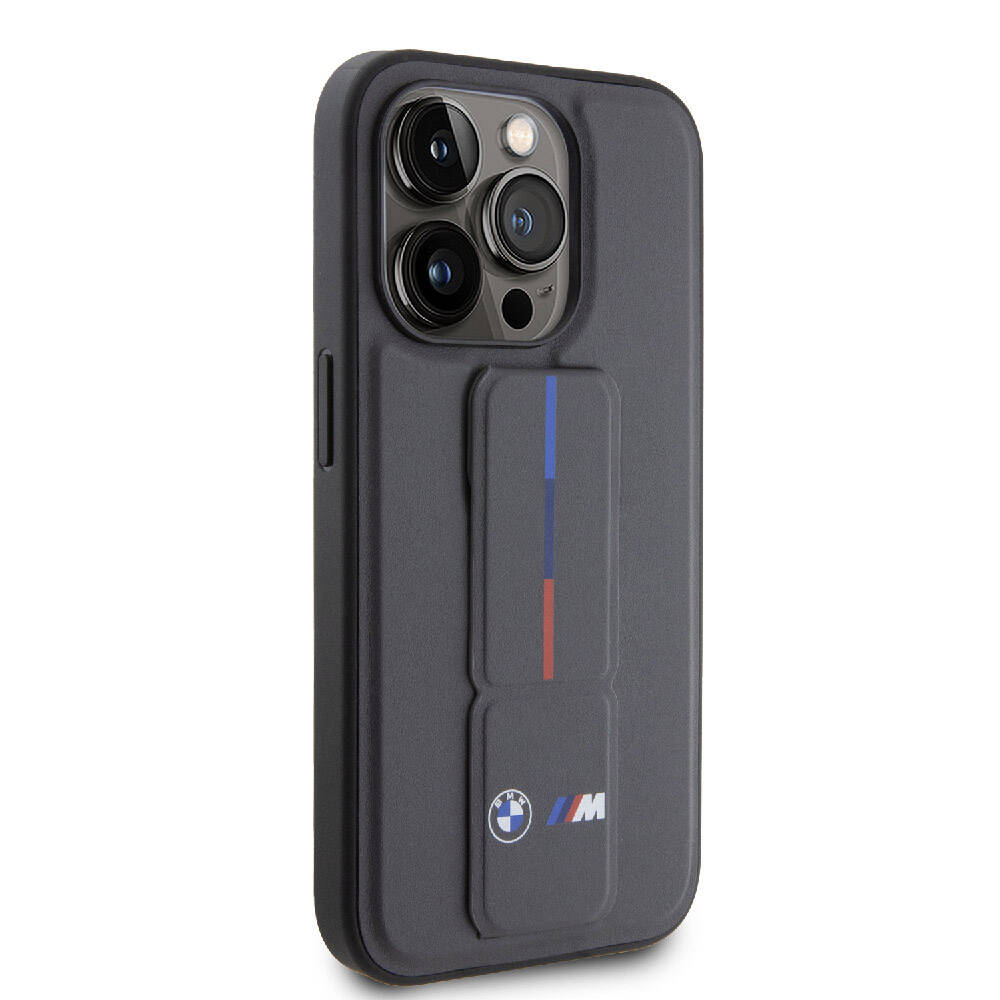 iPhone 15 Pro Kılıf BMW Orjinal Lisanslı M Şerit ve Logolu Standlı Kılıf