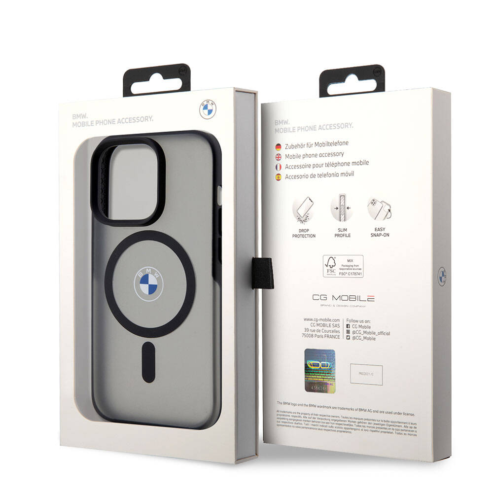 iPhone 15 Pro Kılıf BMW Orjinal Lisanslı M-safe Şarj Özellikli IML Baskı Logolu Buzlu Mat Kılıf