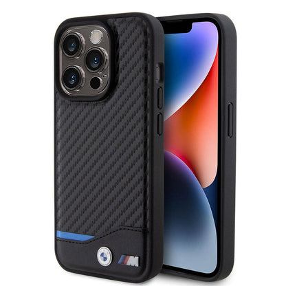 iPhone 15 Pro Kılıf BMW Orjinal Lisanslı M-safe Şarj Özellikli M Logolu PU Karbon Kılıf