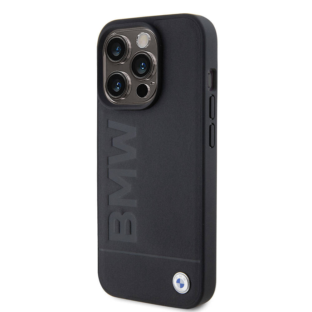 iPhone 15 Pro Kılıf BMW Orjinal Lisanslı M-safe Şarj Özellikli Sıcak Damga Logolu Deri Kılıf