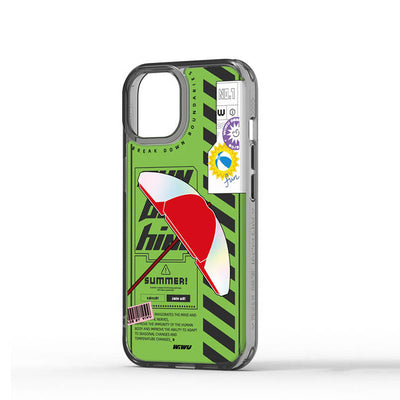 Apple iPhone 15 Pro Kılıf Çift Katman Desenli Wiwu Summer Serisi Kapak Yeşil
