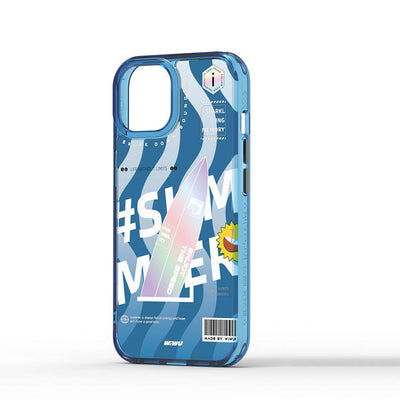 Apple iPhone 15 Pro Kılıf Çift Katman Desenli Wiwu Summer Serisi Kapak Mavi