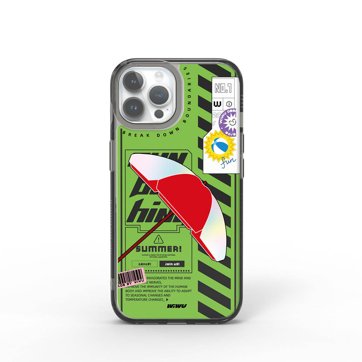 Apple iPhone 15 Pro Kılıf Çift Katman Desenli Wiwu Summer Serisi Kapak Yeşil