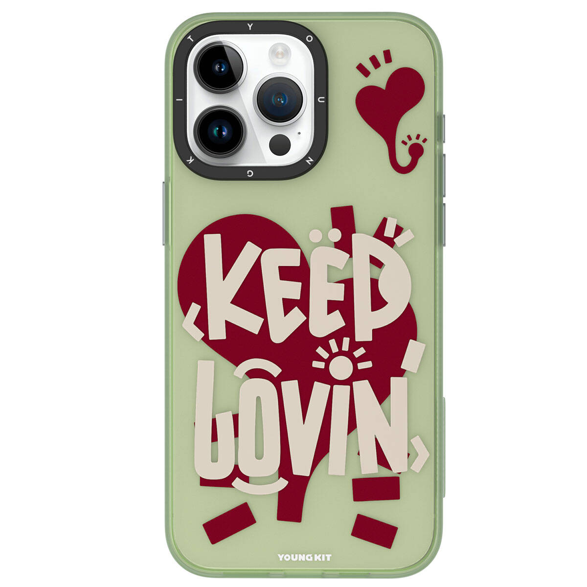 Apple iPhone 15 Pro Kılıf Desenli Youngkit Happy Hearth Serisi Kapak Kırmızı