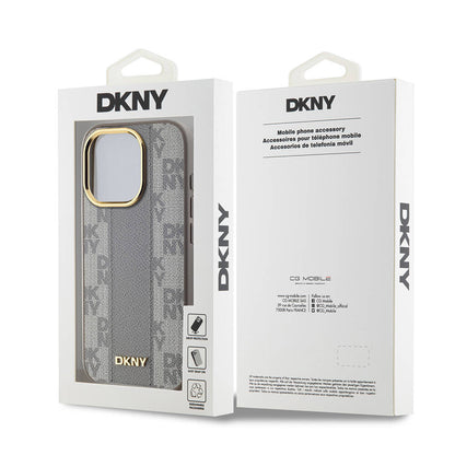 iPhone 15 Pro Kılıf DKNY Orjinal Lisanslı M-safe Şarj Özellikli 3D Yazılı Checkered Pattern Kılıf