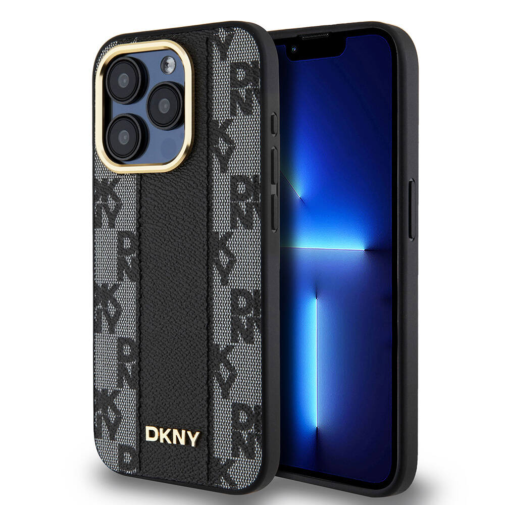 iPhone 15 Pro Kılıf DKNY Orjinal Lisanslı M-safe Şarj Özellikli 3D Yazılı Checkered Pattern Kılıf