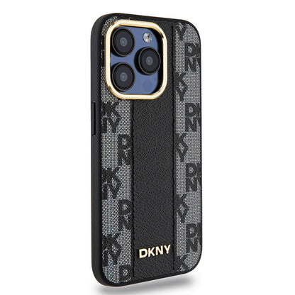 iPhone 15 Pro Kılıf DKNY Orjinal Lisanslı M-safe Şarj Özellikli 3D Yazılı Checkered Pattern Kılıf